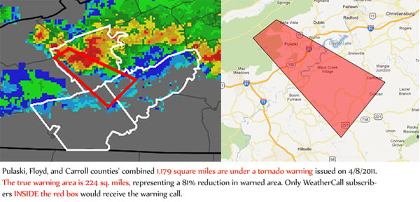 Storm based warning map
